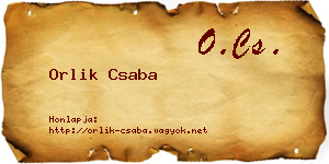 Orlik Csaba névjegykártya